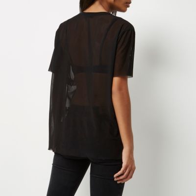 Black layered frill T-shirt